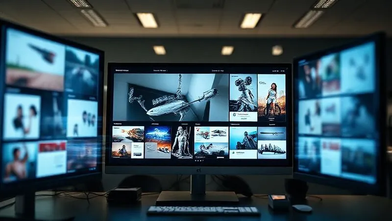 A photorealistic, professional photography image of a meticulously designed digital portfolio displayed on multiple screens, showcasing high-quality work samples. Cinematic lighting, sharp focus on the details, depth of field, 8K hyper-detailed.