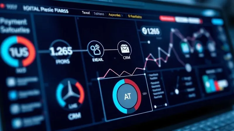 A photorealistic image of a modern, sleek dashboard displaying various digital tools and platforms interconnected by glowing lines, symbolizing automation and integration. Icons for LMS, CRM, email marketing, and payment gateways are visible. Cinematic lighting, sharp focus on the interconnectedness, depth of field blurring a tech-savvy workspace, 8K hyper-detailed, shot on a high-end DSLR.