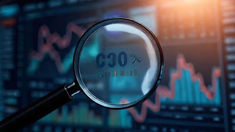 A photorealistic image of a magnifying glass hovering over a complex data dashboard, highlighting a key conversion metric, with a subtle glow. Cinematic lighting, sharp focus, 8K hyper-detailed.