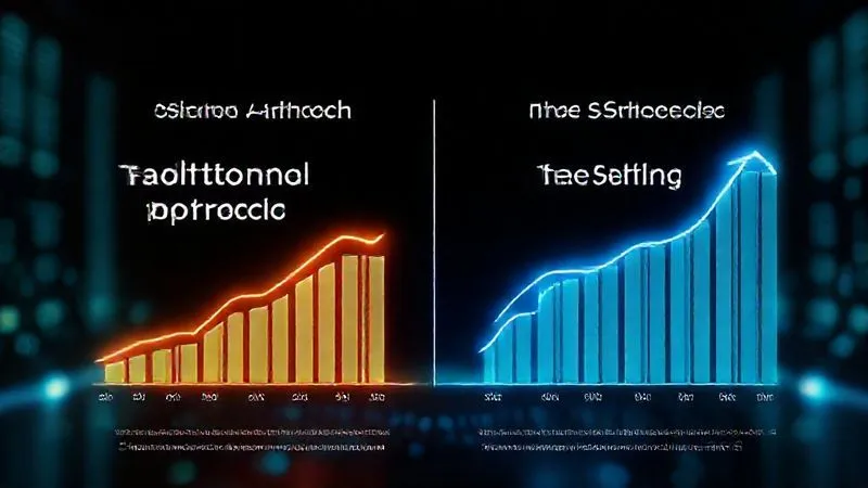 A photorealistic infographic showing a clear comparison between 'Traditional Approach' and 'Innovative Solution' with metrics like 'Cost Reduction', 'Time Savings', and 'Revenue Increase'. The innovative solution side should be brighter and show significant positive growth, while the traditional side is duller. Cinematic lighting, sharp focus on the data, 8K hyper-detailed.