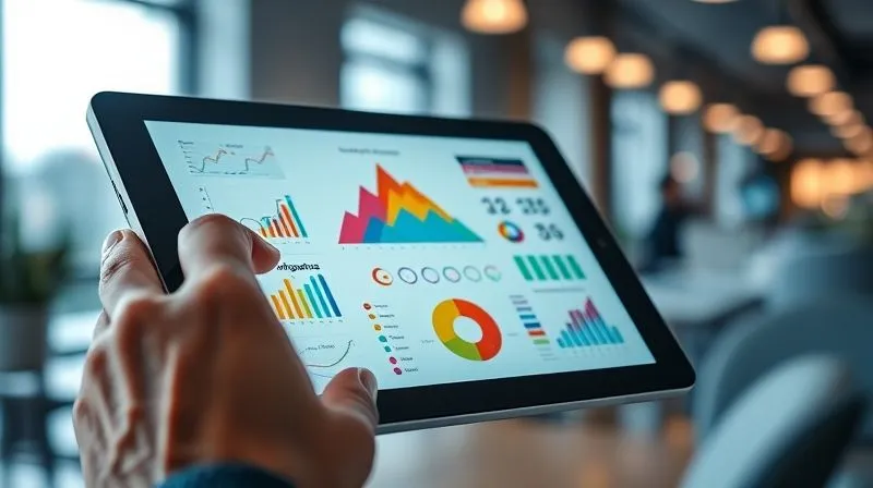 A photorealistic close-up of a hand meticulously arranging vibrant, high-quality infographic elements on a tablet screen, illustrating principles of visual hierarchy and color psychology in a business presentation. Cinematic lighting, sharp focus on the tablet, depth of field blurring a modern office background. 8K hyper-detailed, professional photography.