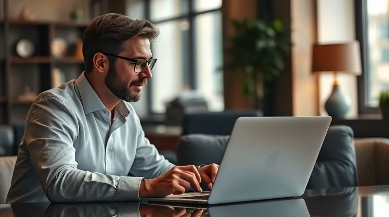 A photorealistic image of a professional copywriter or marketing expert subtly engaging with a high-end client in a sophisticated, well-designed office. They are discussing a bespoke marketing strategy, with an open laptop displaying elegant data visualizations. Cinematic lighting, sharp focus on the interaction, depth of field blurring the background, 8K hyper-detailed, professional photography, shot on a high-end DSLR.