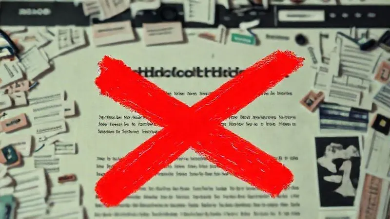 A photorealistic, slightly chaotic image of a landing page with multiple, conflicting call-to-action buttons, cluttered text, and distracting elements, conveying a sense of confusion and frustration. The image uses a desaturated color palette with a single red 'X' overlaying a key element, cinematic lighting, sharp focus on the cluttered page, 8K, depth of field.
