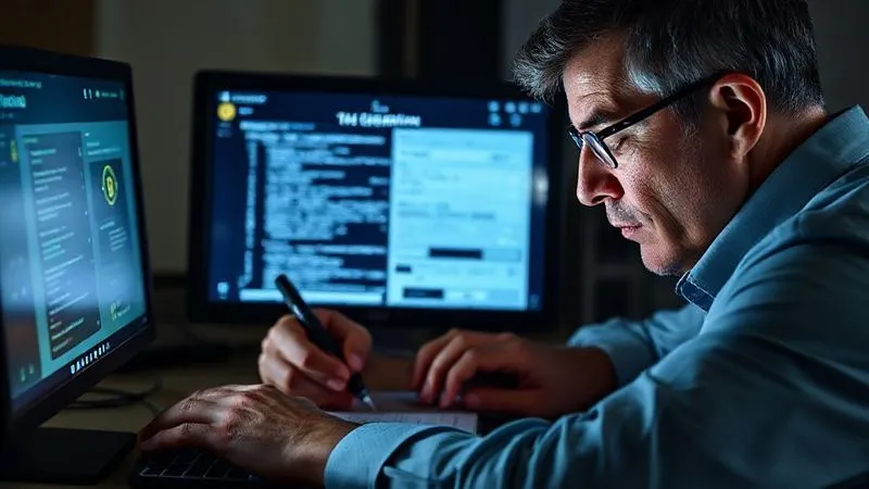 A photorealistic image of a person meticulously filling out an online tax declaration form on a computer, with crypto symbols subtly integrated into the screen interface. Their expression is serious and focused, emphasizing the importance of accuracy. Cinematic lighting, sharp focus, 8K hyper-detailed.