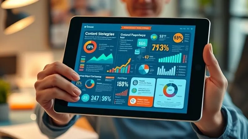 A photorealistic, professional photography of a complex, modern infographic displayed on a tablet screen, held by a person with a focused expression, surrounded by blurred office elements. The infographic features vibrant data visualizations, charts, and key statistics related to viral content strategies for freelancers, with cinematic lighting emphasizing the screen's glow. 8K hyper-detailed, sharp focus on the infographic, depth of field blurring the background, shot on a high-end DSLR.