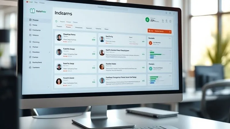 A photorealistic, professional photography, 8K, cinematic lighting, sharp focus, depth of field, shot on a high-end DSLR, of a clean, modern project management dashboard on a computer screen, displaying multiple project cards in various stages, with clear labels and progress bars, in a bright and organized office setting.