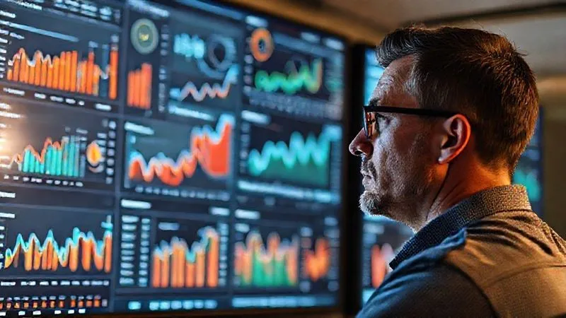 A photorealistic, professional photography, 8K, cinematic lighting, sharp focus, depth of field, shot on a high-end DSLR of a person looking at a large, multi-screen dashboard filled with various analytics charts and graphs, showing SEO metrics like traffic, conversions, and keyword rankings. The person has a thoughtful expression, indicating data analysis and strategic planning. A photorealistic, professional photography, 8K, cinematic lighting, sharp focus, depth of field, shot on a high-end DSLR of a person looking at a large, multi-screen dashboard filled with various analytics charts and graphs, showing SEO metrics like traffic, conversions, and keyword rankings. The person has a thoughtful expression, indicating data analysis and strategic planning.