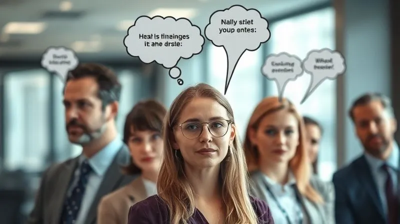 A photorealistic image of a diverse group of professionals, each representing a distinct persona, with thought bubbles above their heads showing their specific pain points and desires. Cinematic lighting, sharp focus on their expressions, depth of field blurring a generic office background. 8K hyper-detailed, professional photography, shot on a high-end DSLR.