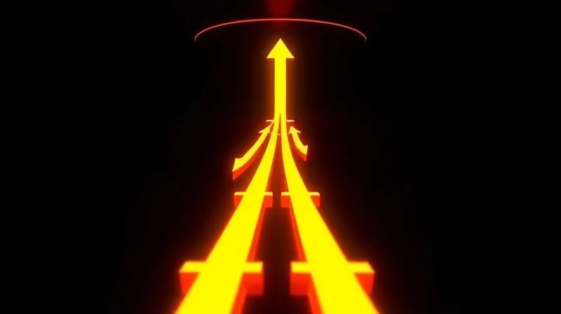 A photorealistic image depicting a digital funnel with several glowing arrows pointing downwards, where one arrow veers off course (abandonment) but is gently guided back into the main flow by a series of subtle, targeted light beams (retargeting emails/ads). Dark, sophisticated background with cinematic lighting. 8K hyper-detailed.