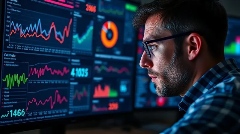 A photorealistic image of a freelance data analyst meticulously examining a complex dashboard filled with various charts and graphs, specifically focusing on churn rates and user engagement metrics for online courses. The screen displays vibrant, color-coded data visualizations, with a sharp focus on the analyst's intense gaze and the detailed data. Cinematic lighting, 8K hyper-detailed, professional photography, shot on a high-end DSLR.