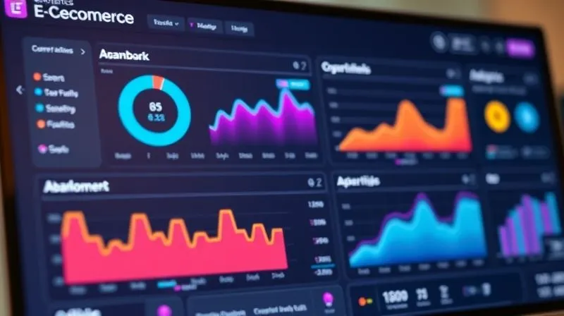 A photorealistic dashboard displaying e-commerce analytics, with clear graphs showing conversion funnels and abandonment rates, vibrant colors, data points highlighted. Cinematic lighting, sharp focus, depth of field, 8K, professional photography, shot on a high-end DSLR.