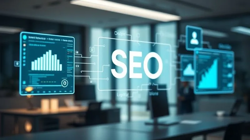 A photorealistic image of a seamless digital workflow, with data flowing elegantly between interconnected holographic screens representing various SEO tools. Cinematic lighting highlights the smooth transitions and efficiency, sharp focus on the data streams, depth of field blurring a modern, minimalist office. Shot on a high-end DSLR, 8K hyper-detailed.
