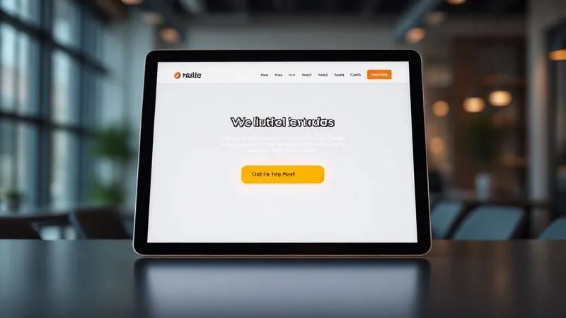 A photorealistic image of a sleek, modern, and highly optimized landing page displayed on a high-resolution tablet, with a prominent, glowing call-to-action button. The page design is clean, fast-loading, and visually appealing, with clear headlines and concise content. Cinematic lighting, sharp focus on the tablet screen, depth of field blurring a background of a modern office. 8K hyper-detailed, professional photography.