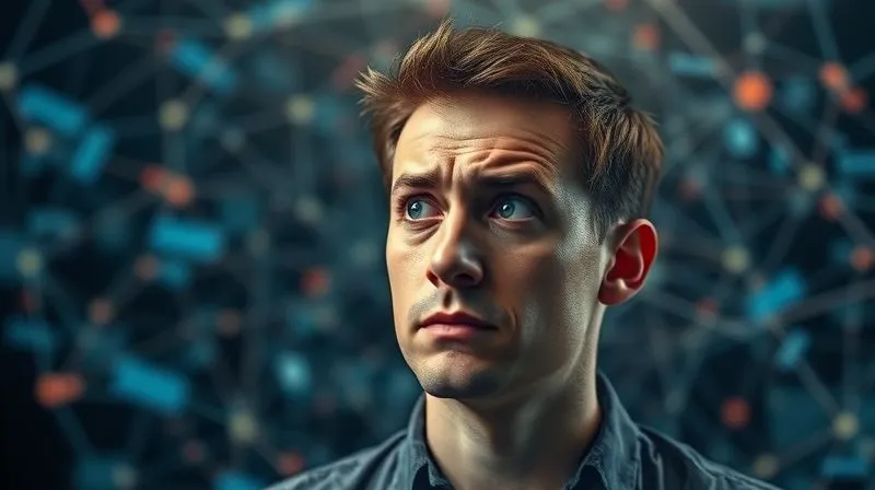 A photorealistic image of a confused person staring at a complex, tangled web of digital marketing concepts, symbolizing the common pitfalls in content strategy. The background is a blur of abstract data points. Cinematic lighting, sharp focus on the person's expression of frustration, depth of field, 8K hyper-detailed, shot on a high-end DSLR.