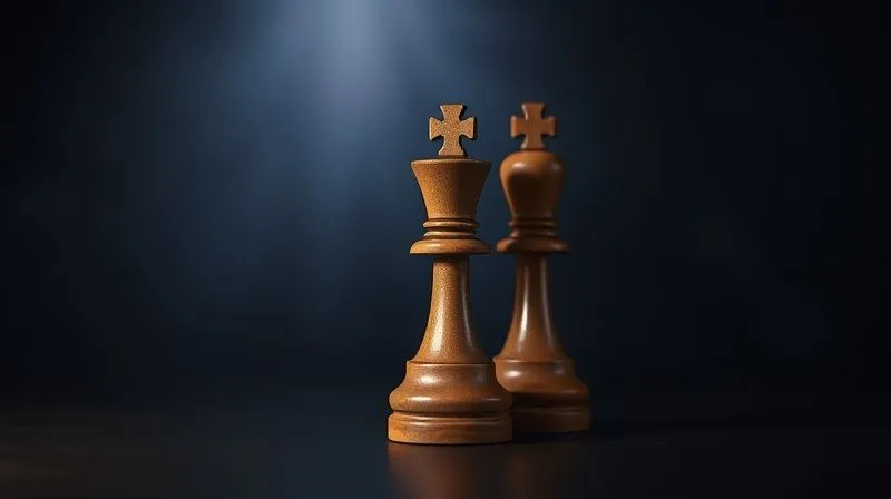 A photorealistic image of a single spotlight shining on a unique, finely crafted wooden chess piece on a dark, blurred background, symbolizing uniqueness and focus. Cinematic lighting, sharp focus, 8K.